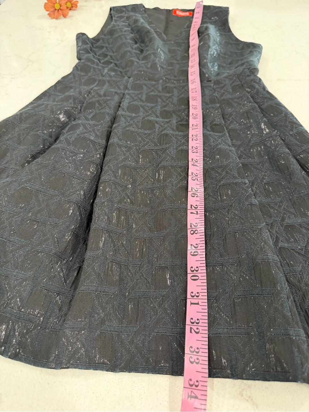 Kirna Zabete Black Textured V-Neck Fit-and-Flare Mini Dress - Picture 9 of 10